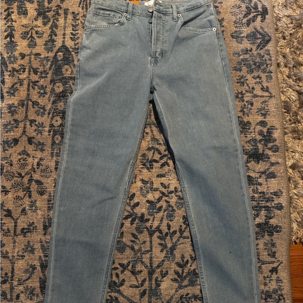 DUER Midweight Denim High Rise Taper - Light Bleach Raw Edge LIGHT BLUE